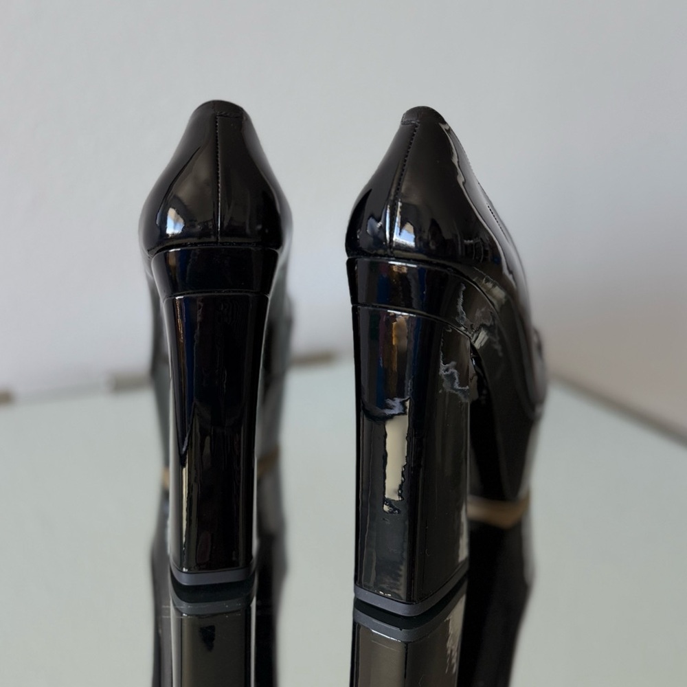 New JIMMY CHOO Diamond Tilda 140 Black Soft Patent Leather Loafers with Chain 38 - Picture 7 of 11